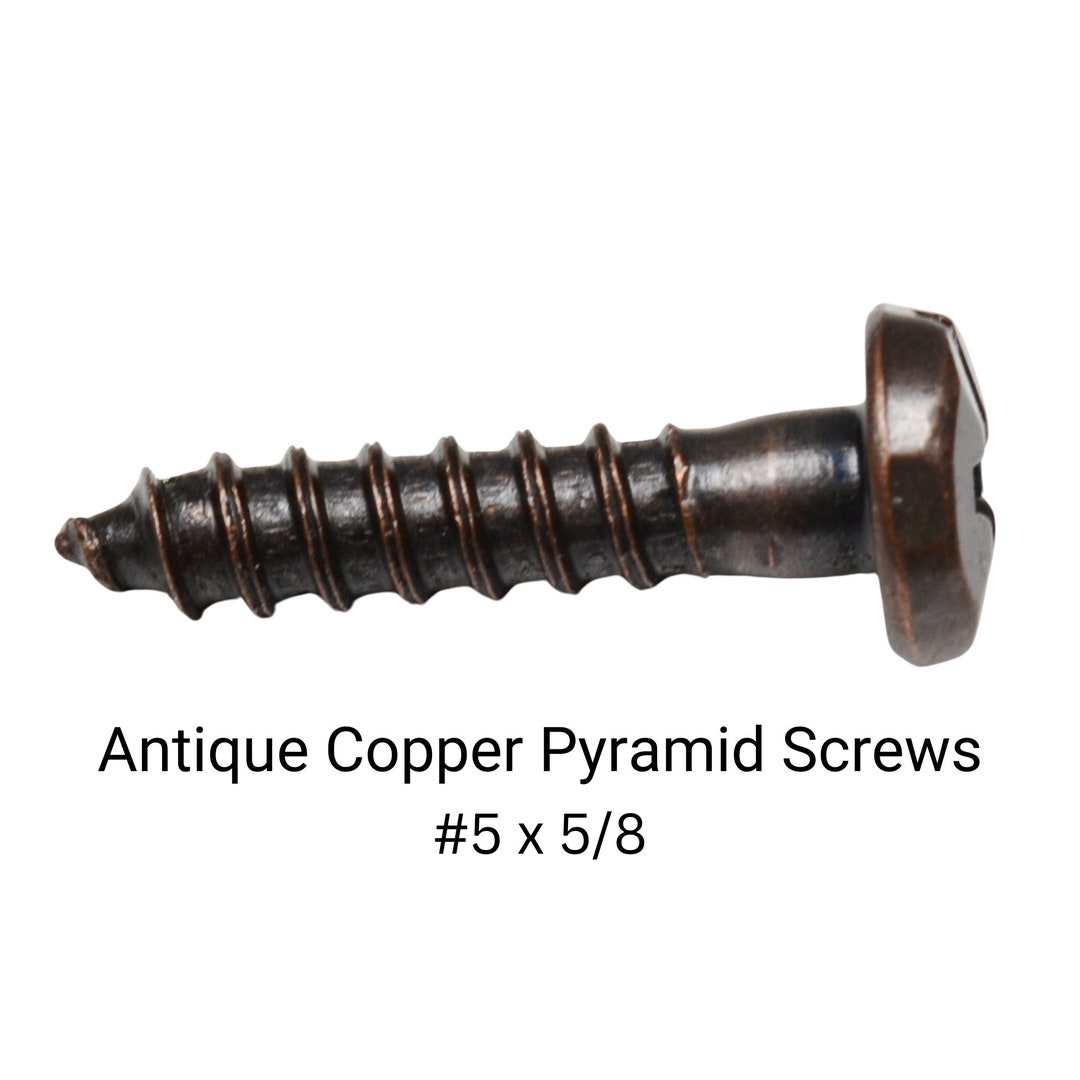 25 Pack 5/8" Pyramid Hammered Head Antique Copper Screws – Bag Of Decorative Wood Screws