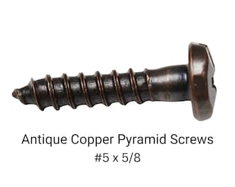 Antique Copper Pyramid Head Steel Screws-#5 x 5/8"-Phillips Drive Wood Screws-Vintage Style-Classic and Traditional-Qty 25