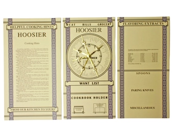 Hoosier Door Chart - Card Set - For Hoosier Kitchen Cabinets - Reproduction Set of 3 - Food Timer Chart