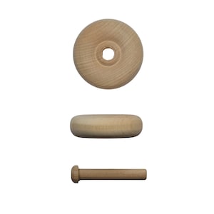 1-1/4&quot; Wooden Toy Wheels with Axle Pegs for Craft and Toy Making, 1/4&quot; Hole, Equal amount Wheels and Axles