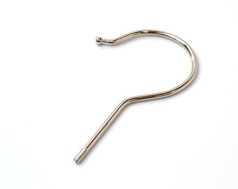 SECOND QUALITY - 6 Nickel Plated or Silver Garment or Clothing Hooks - Clothing Hook | 3-1/2" Total Length, 2-7/8" Screw Portion