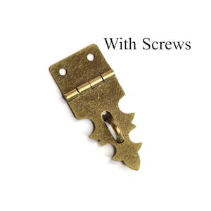 Small Antique Brass Decorative Hasp for Small Chests, Jewelry Boxes, Craft Projects, 3/4&quot; (w) x 1-7/8&quot; (H), Screws Included