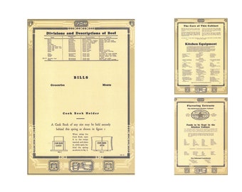 McDougall Door Chart Set - Door Cards - Hoosier Kitchen Cabinet Supplies - Sellers Cabinet Parts - Reproduction Charts