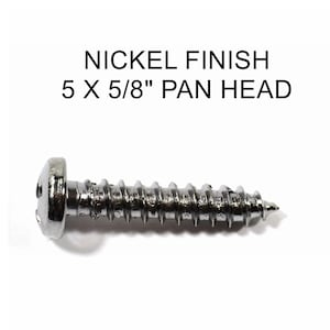 Qty 25 to 500 - 5 x 5/8&quot; Nickel Plated Pan Head Screws | Wood Screws