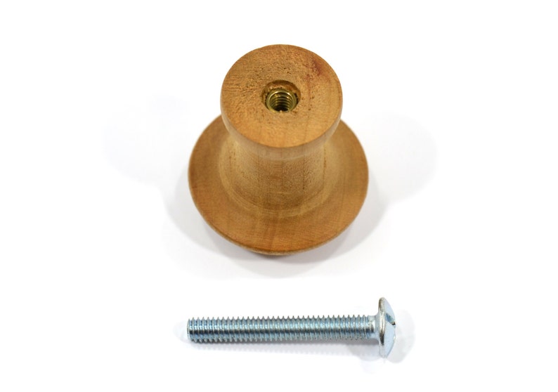 FAST SHIPPING Cabinet Knobs Door Knobs 12 Pack of Solid Cherry Unfinished Wood Shaker Knobs with Brass Insert Dresser Knobs