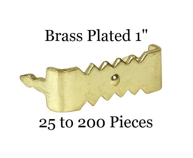 50 Pack Small Brass Tap-On Saw Tooth Hanger-Steel Framing Hardware Sample