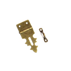 Qty 100 Small Antique Brass Decorative Rustic Hasp for Small Chests, Jewelry Boxes, Craft Projects, etc., 3/4w x 1-7/8H, Screws Inc. image 4