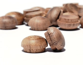 Qty 12 to 250 - Walnut 1/2" Wooden Mushroom Plugs or Screw Hole Covers | Dome Shape | Mushroom Buttons | Wooden Plugs