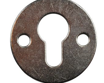 Qty - 100 Round Metal Keyhole Plates - 7/8" Diameter