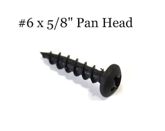 Qty 100 to 1000 - 6 x 5/8&quot; Small Black Screws - Cabinet Hardware - Hinge Screws - Small Box Screws - Jewelry Box Hardware-Round Head Screws