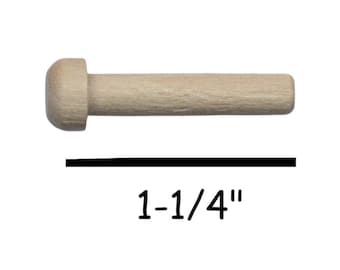 Wood Axle Toy Pegs for Wheels with 1/4" hole, 1-1/4" Total Length Qty 12 to 1000