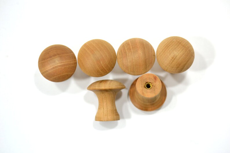 50 Pieces of Shaker Reproduction Wood Knobs with Brass Insert Etsy