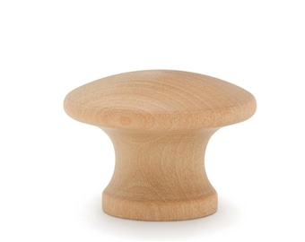 1-1/4" Diameter Hardwood Furniture Knob Mushroom Style with Screws 7/8" Projection Attachment Screws Included 100 Pieces
