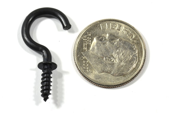 20 Pack of Black Cup Hooks 5/8 Inch Screw or Cup Hooks 15.875 MM