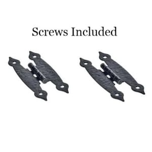 Qty 2 to 100 - Black H-Hinge, Colonial Style with Hammered Finish, Flush Mount Hinges, Comes with Hammered Head Screws to match