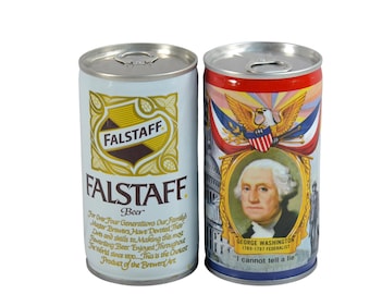 2-Pack Vintage Fallstaff Empty Beer Cans Steel Pull Tabs Bottom Opened 1970s 37-12