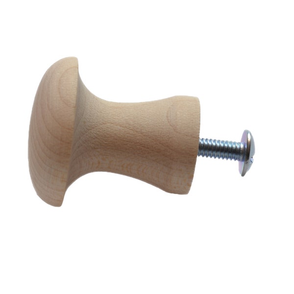 Maple SHAKER KNOB - Hardwood Knob - Unfinished Maple Hardwood - Includes Screws - Cabinet Knobs - Drawer Pulls