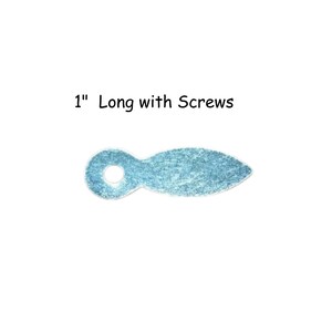 May include: A silver-colored, 1-inch long, teardrop-shaped metal loop with a hole in the center. It comes with screws.