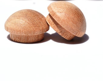 Qty 100 - Cherry 3/8" Wooden Mushroom Plugs or Screw Hole Covers | Dome Shape | Mushroom Buttons | Wooden Plugs