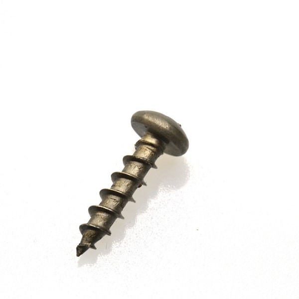 Qty 25 to 100 - Antique Brass Wood Screws, #6 x 5/8 Pan Head Square / Phillips Combination Drive