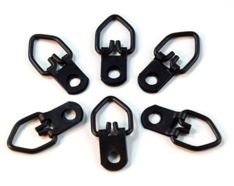 Qty 100 - Medium Black Triangle D-Ring One Hole Heavy Duty Frame Hanger - With Screws - Framing Supplies - Art Hanger