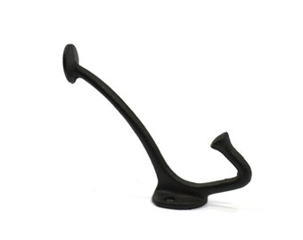 Heavy Duty Black Cast Iron Hooks with Matching Screws-Coat Hook-Backpack Hooks - 5-1/2" Tall x 3-13/16" projection