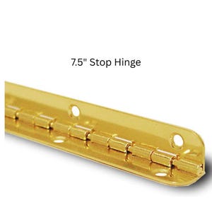 Brass Plated 7.5" L Piano or Continuous Stop Hinge (90 Degrees) - Screws Included