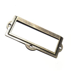 Antique Brass Label Holder, Steel File Cabinet Drawer Pulls, Scrapbooking