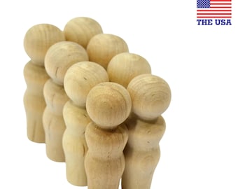 Qty 100 - Wooden Curvy Mom Peg Dolls (2-1/4" x 3/4"), Unfinished Wood Peg Dolls, Woman Peg Doll, Peg People,  Little People