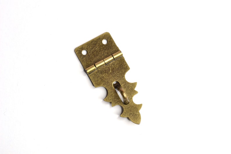 Qty 100 Small Antique Brass Decorative Rustic Hasp for Small Chests, Jewelry Boxes, Craft Projects, etc., 3/4w x 1-7/8H, Screws Inc. image 3