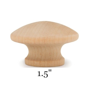 Hardwood Knobs - 1-1/2" Unfinished Wood Drawer Knobs w/Washer Head Screws - Cabinet Pull, Closet/Bi fold Knob or Pulls - Furniture Knob
