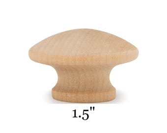 Hardwood Knobs - 1-1/2" Unfinished Wood Drawer Knobs w/Washer Head Screws - Cabinet Pull, Closet/Bi fold Knob or Pulls - Furniture Knob