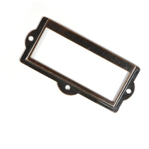 Antique Copper Metal Label/Card Holder for File Cabinets, Drawers, Scrapbooking, etc.  Matching Screws Included