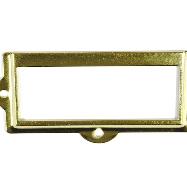 Brass Plated Metal Label/Card Holders for File Cabinets, Drawers, Scrapbooking, etc.  Matching Screws Included