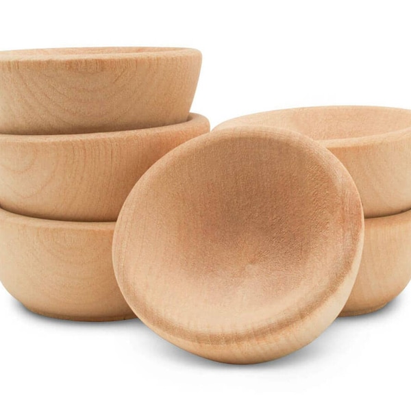 Qty 3 or 6 - 2.5" Small Wooden Bowls, Pinch Bowl, Ring Bowl, Kitchen Prep Bowl, Spice Bowl, Sorting/Stacking Bowl, Salt Cellar, Pinch Pot