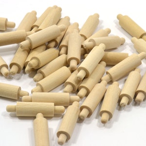 Qty 30 to 1000 - Mini Rolling Pins | Unfinished Wood | 1-5/8" long X 3/8" diameter | Dollhouse Kitchen | Micro Rolling Pin