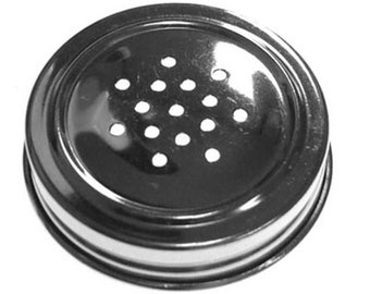 Polished Steel Spice Shaker Jar Lid, Hoosier and Sellers Retro Style, 1-7/8" inside diameter, Threaded, Aluminum