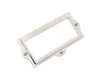 Nickel Plated Metal Label/Card Holder with Matching Screws  for Filing Cabinets, Drawers, Scrap Booking, etc.