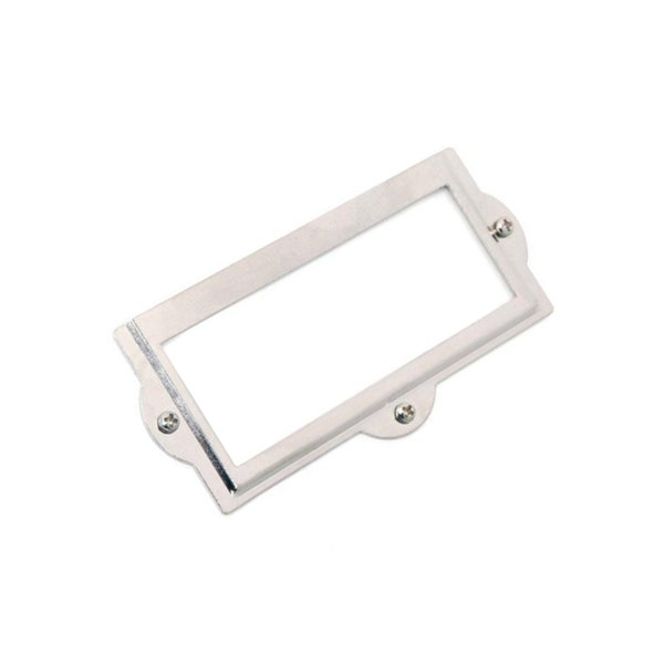 Nickel Plated Metal Label/Card Holder with Matching Screws  for Filing Cabinets, Drawers, Scrap Booking, etc.