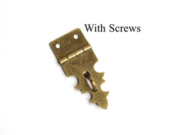 Qty 100 - Small Antique Brass Decorative Rustic Hasp for Small Chests, Jewelry Boxes, Craft Projects, etc., 3/4"(w) x 1-7/8"(H), Screws Inc.