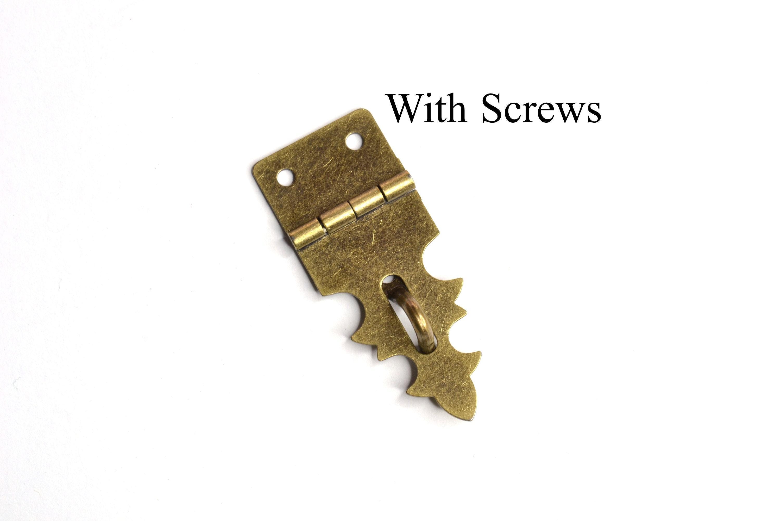 4x Mini Dollhouse Antique Bronze Wood Box Latch Set - Case Lock & Hinge, Small B24