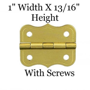 Qty 2 to 50 - Brass Plated Small Box Hinges for Jewelry Boxes and Small Box Projects | Mini | Tiny | Box Hinge Hardware | with Screws