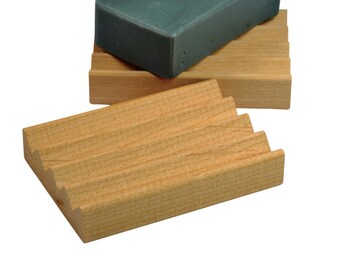 Qty 2 - Wooden Soap Dish for Bar Soap made from Alder Hardwood