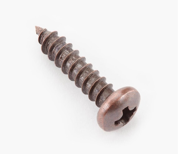 Qty 100 to 1000 - Antique Copper Steel Wood Screws | 4 X 1/2 Inch | Pan  Head | Phillips Drive | Wood Screws | Antique Hardware
