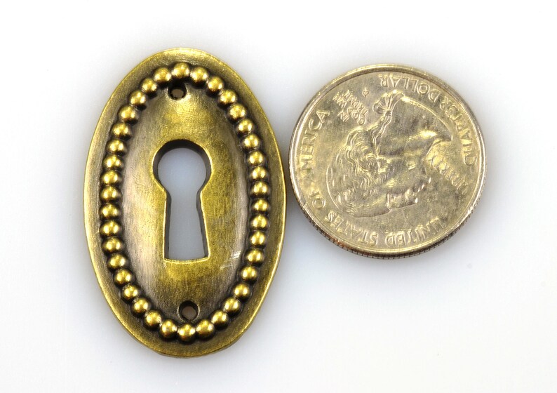 1 10 Antique Brass Oval Escutcheon Plate With Rope Style Etsy UK