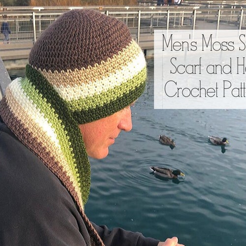 Men's Hat and Scarf Set Crochet Pattern Men's Crochet Etsy