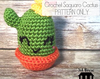 CROCHET PATTERN  Crochet Saguaro Cactus Pattern - Cute Cactus Crochet Pattern - Digital Download