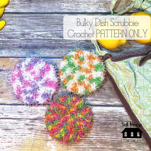 CROCHET PATTERN Spring Cleaning Bulky Dish Scrubbie Crochet Pattern - Washable Dish Sponge