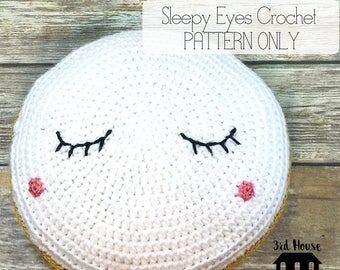 CROCHET PATTERN Sleepy Eyes Cushion Crochet Pattern - Pattern Only - Sleepy Eyes