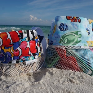 Tropical Fish Seashell Bag, Shell Collecting bag, Scallop Bag, Adult, Kids, Mesh Bag, Beach Bag, SeaShell bag, fish bag